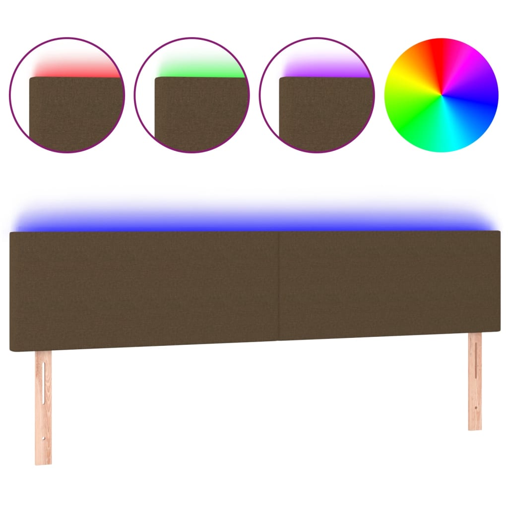 sengegavl med LED-lys 180x5x78/88 cm stof mørkebrun