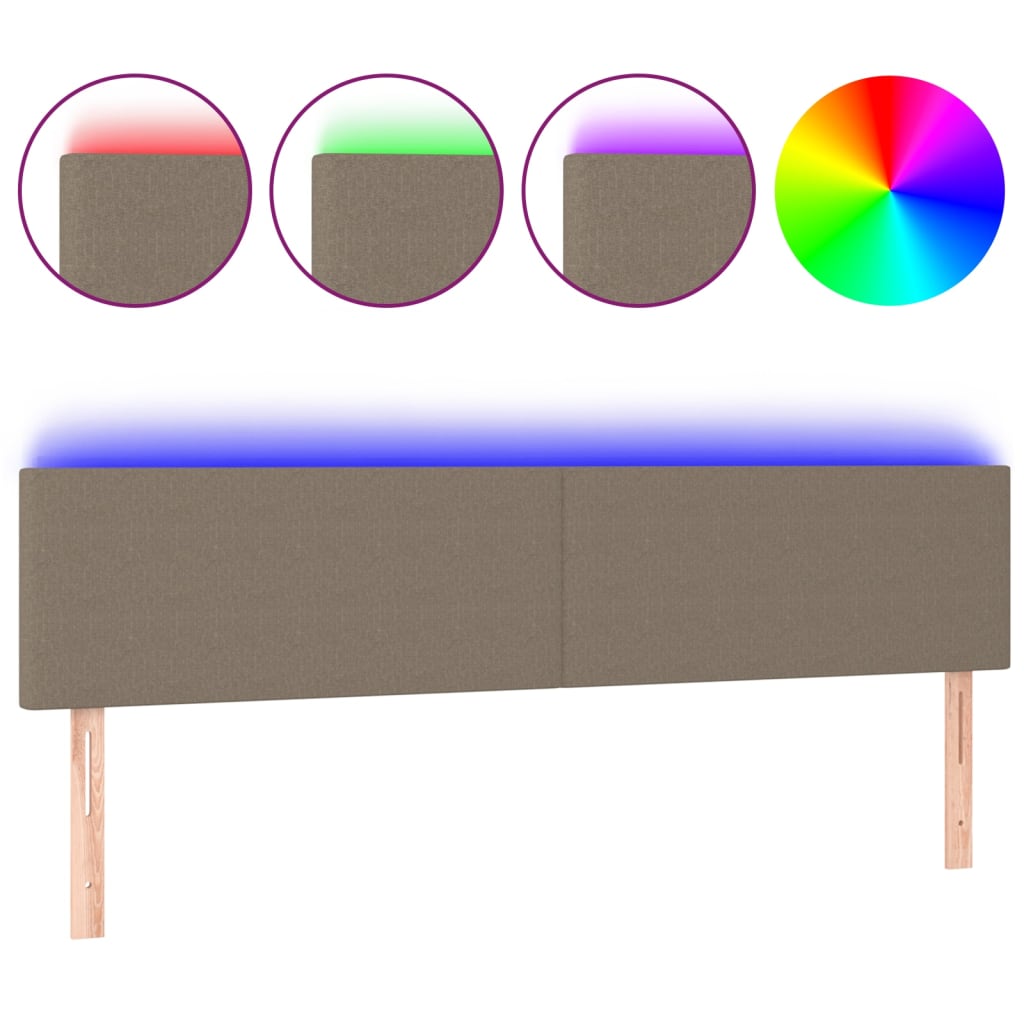 sengegavl med LED-lys 200x5x78/88 cm stof gråbrun