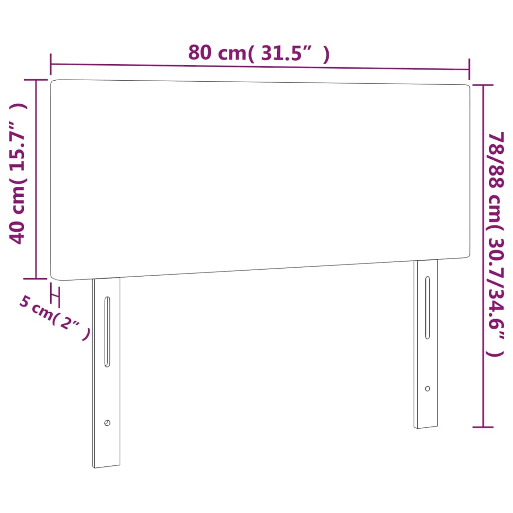 sengegavl med LED-lys 80x5x78/88 cm velour lysegrå
