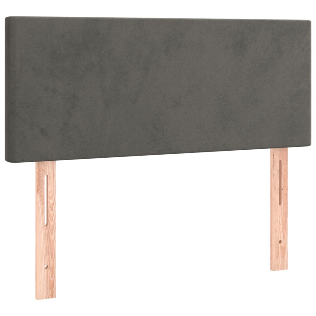 sengegavl med LED-lys 80x5x78/88 cm velour mørkegrå