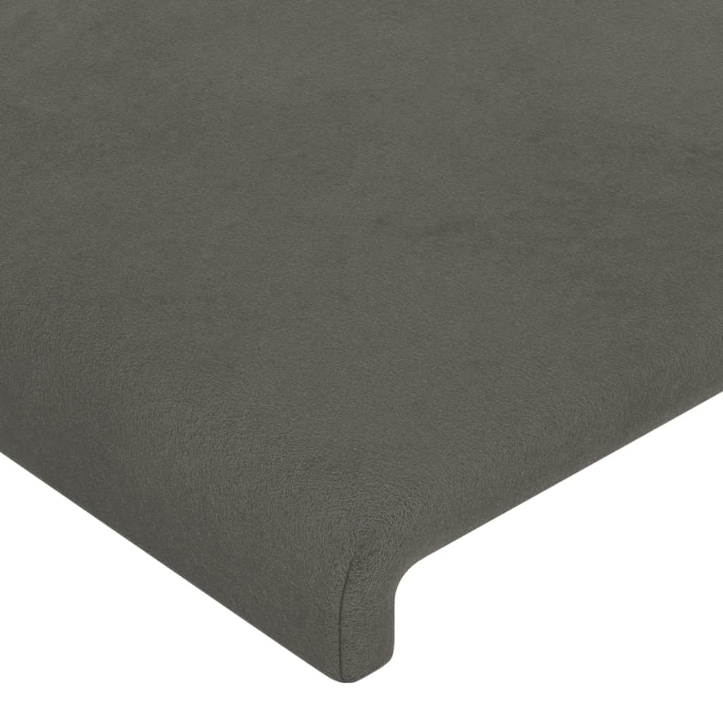 sengegavl med LED-lys 80x5x78/88 cm velour mørkegrå