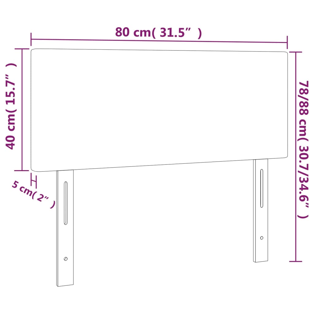sengegavl med LED-lys 80x5x78/88 cm velour mørkegrå