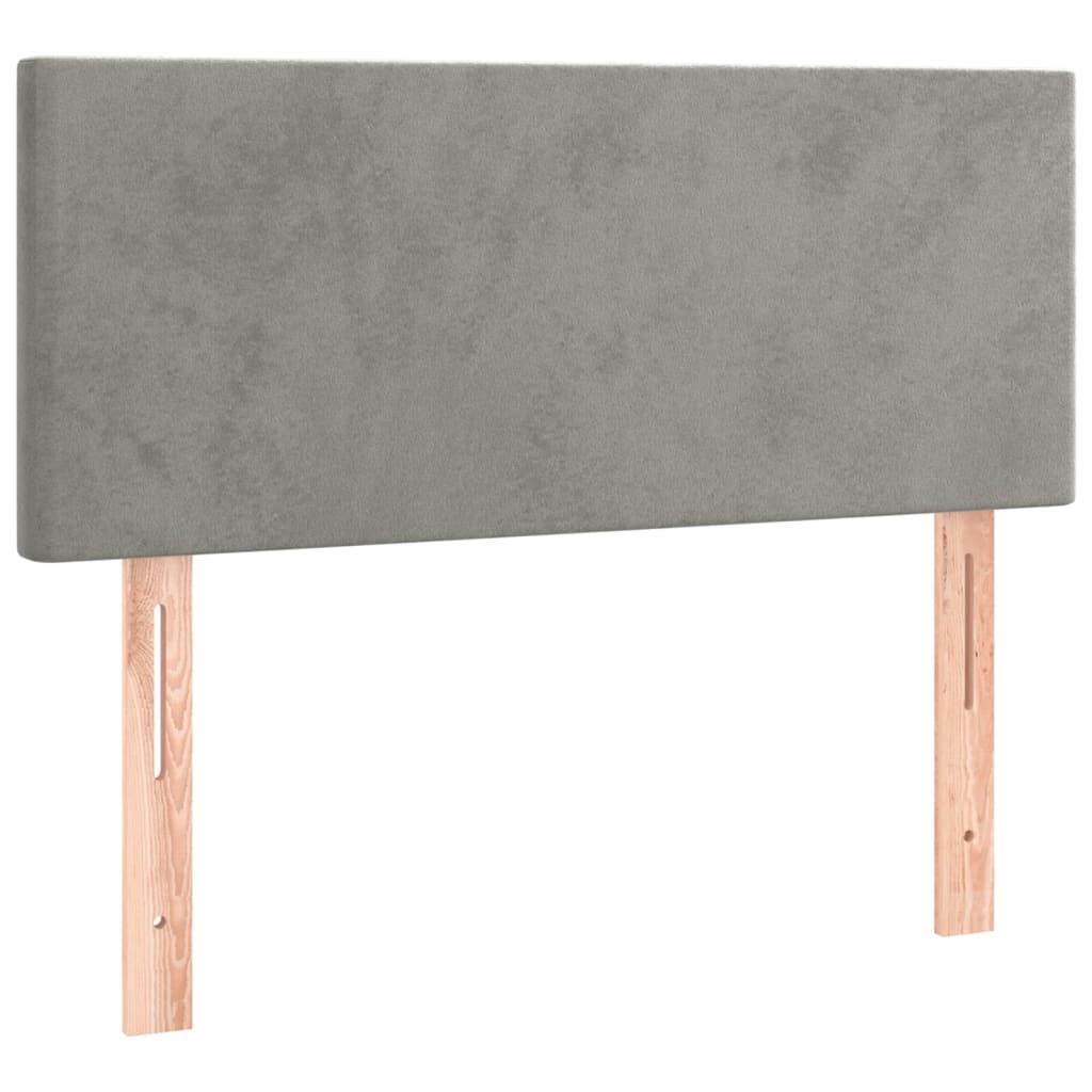 sengegavl med LED-lys 90x5x78/88 cm fløjl lysegrå