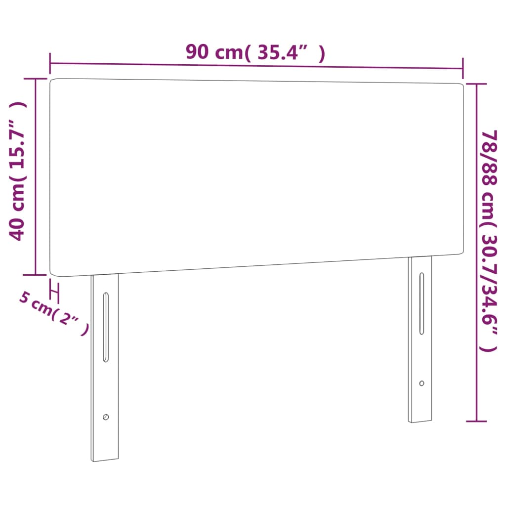 sengegavl med LED-lys 90x5x78/88 cm fløjl lysegrå