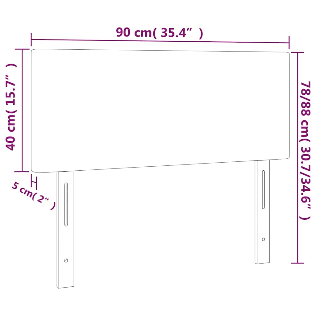 sengegavl med LED-lys 90x5x78/88 cm fløjl mørkeblå