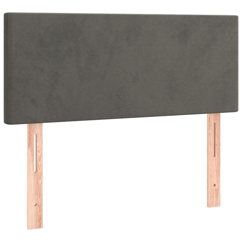 sengegavl med LED-lys 100x5x78/88 cm fløjl mørkegrå