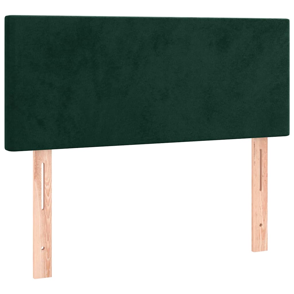 sengegavl med LED-lys 100x5x78/88 cm fløjl mørkegrøn