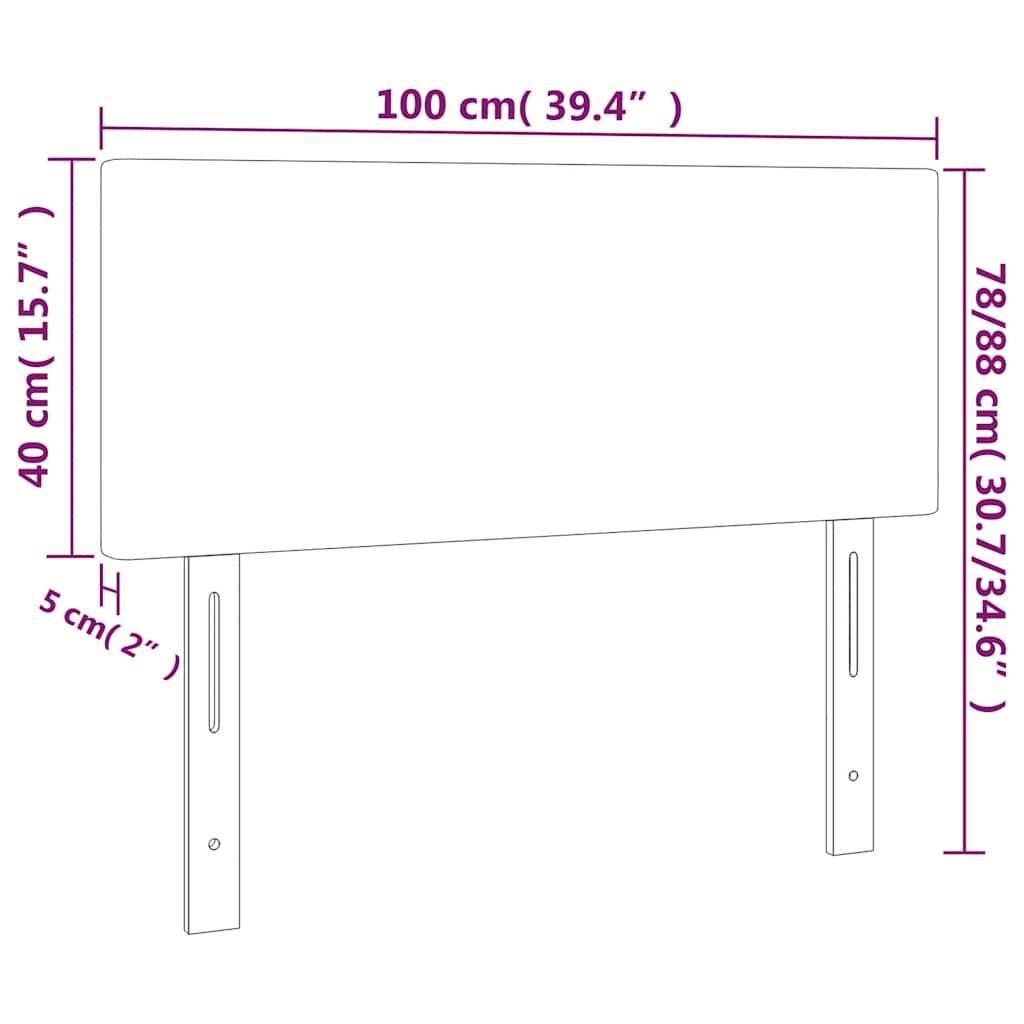 sengegavl med LED-lys 100x5x78/88 cm fløjl mørkeblå