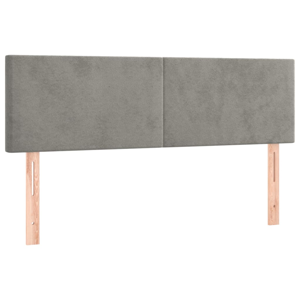 sengegavl med LED-lys 144x5x78/88 cm fløjl lysegrå