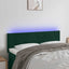 sengegavl med LED-lys 144x5x78/88 cm fløjl mørkegrøn