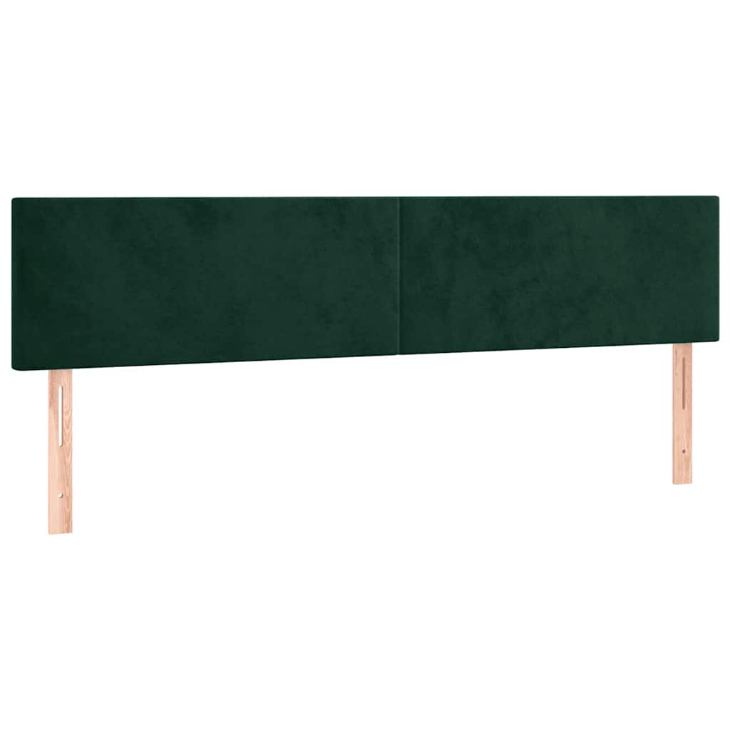 sengegavl med LED-lys 160x5x78/88 cm fløjl mørkegrøn
