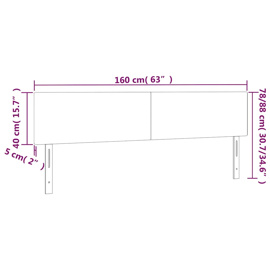 sengegavl med LED-lys 160x5x78/88 cm fløjl mørkegrøn