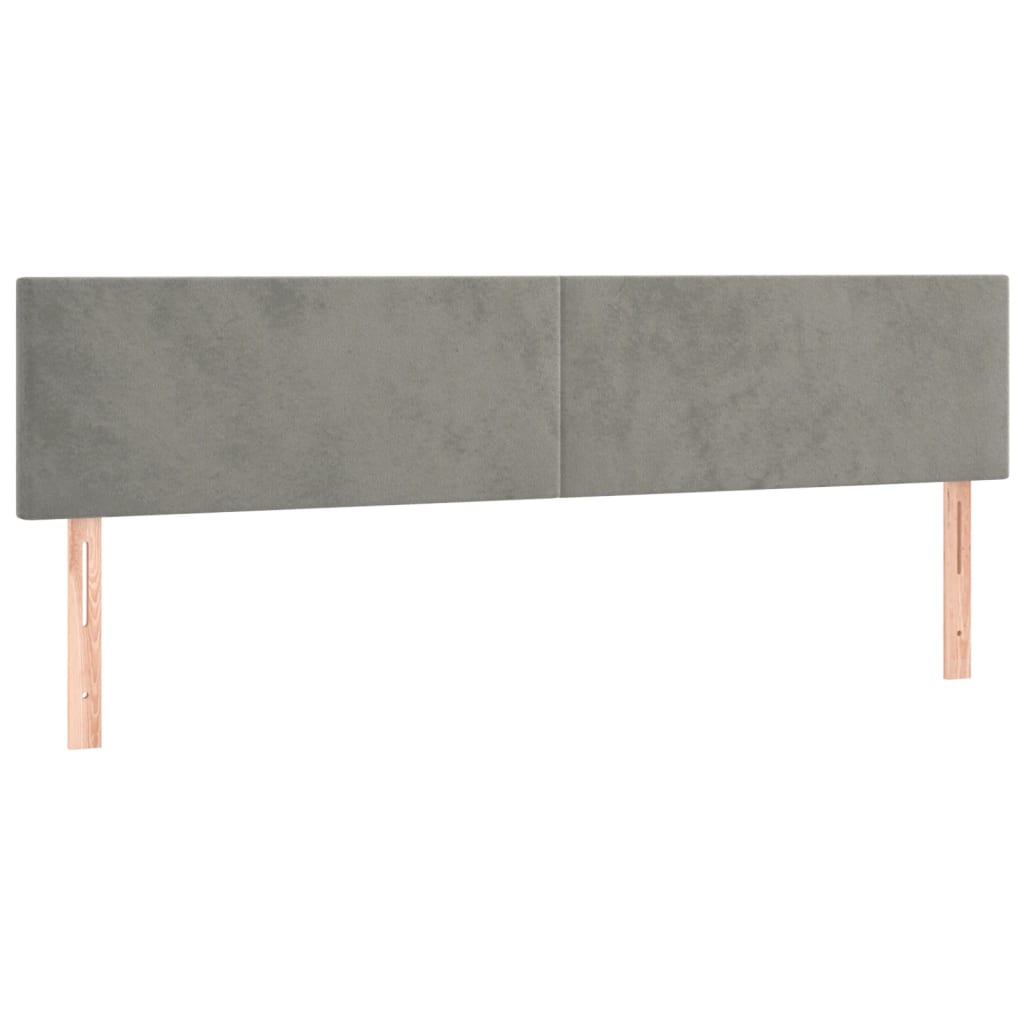 sengegavl med LED-lys 180x5x78/88 cm velour lysegrå