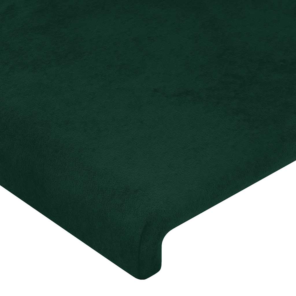 sengegavl med LED-lys 180x5x78/88 cm fløjl mørkegrøn