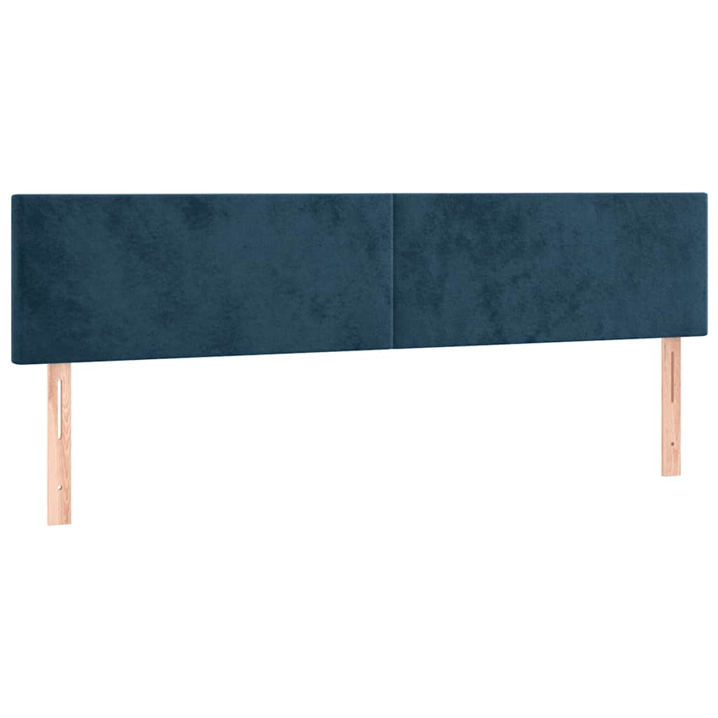 sengegavl med LED-lys 200x5x78/88 cm fløjl mørkeblå