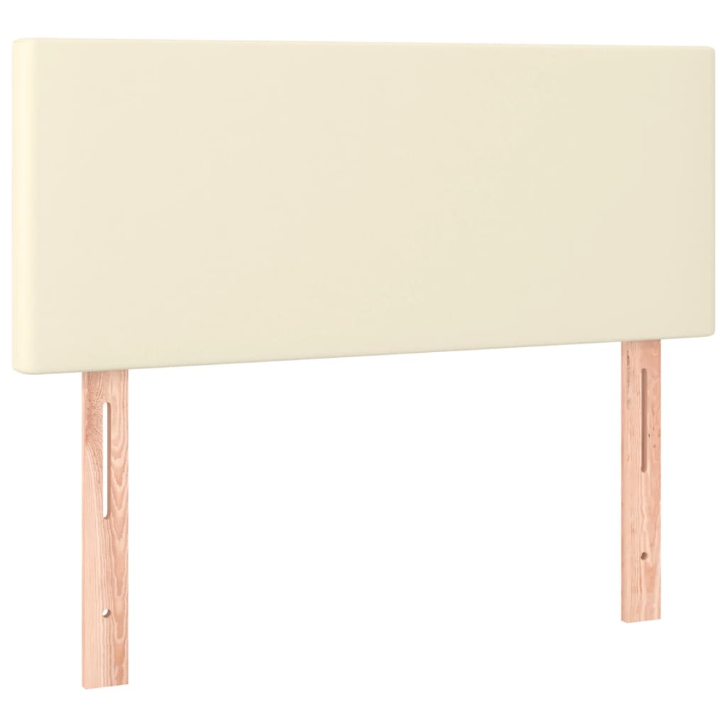 sengegavl med LED-lys 80x5x78/88 cm kunstlæder cremefarvet