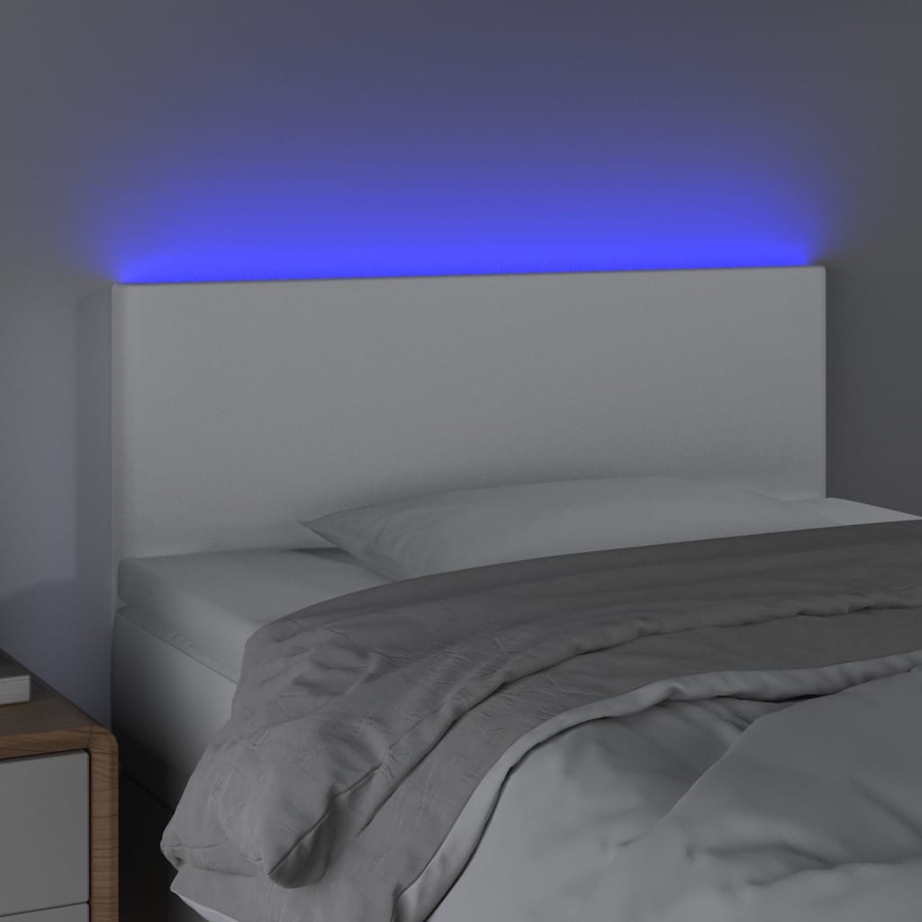 sengegavl med LED-lys 90x5x78/88 cm kunstlæder hvid