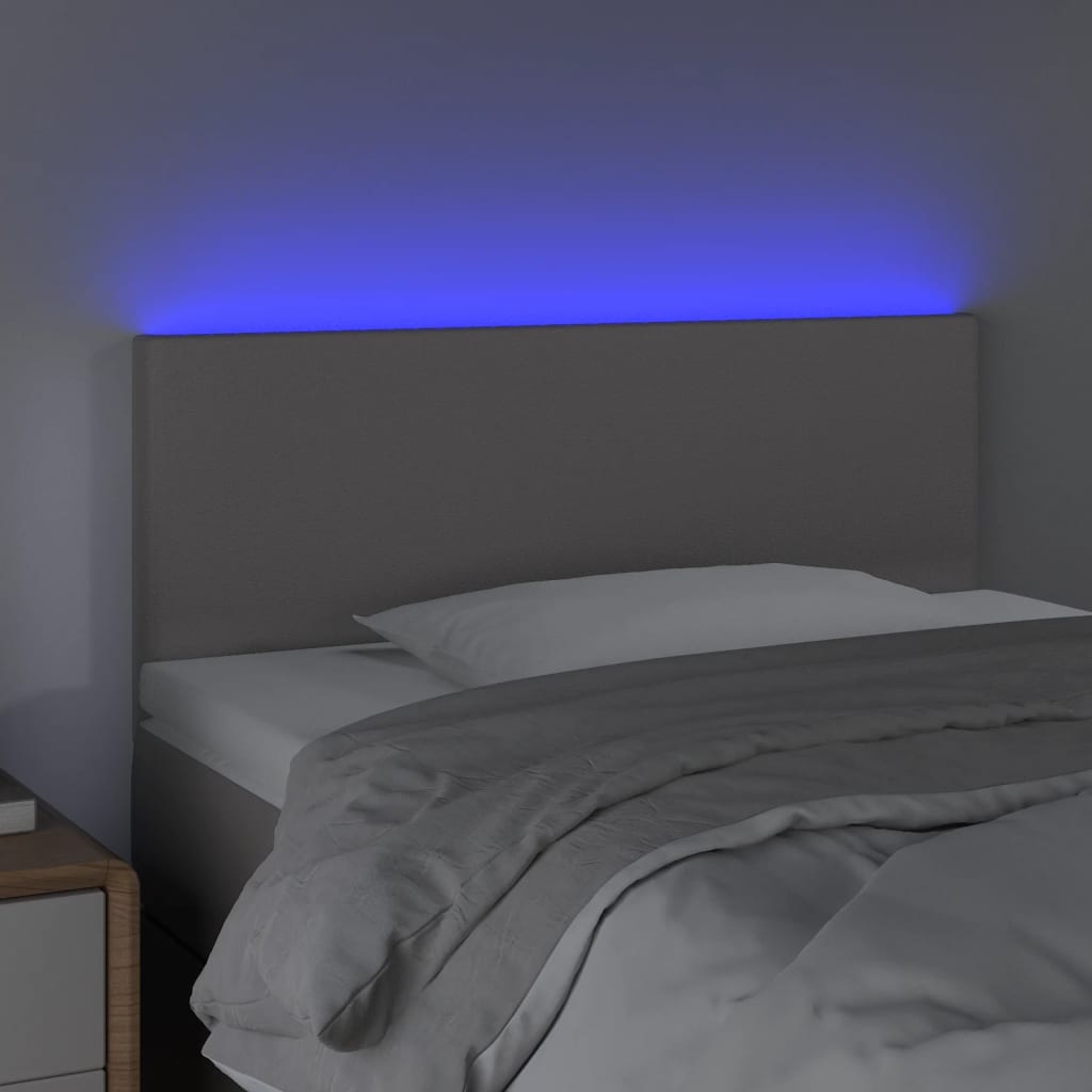 sengegavl med LED-lys 90x5x78/88 cm kunstlæder grå
