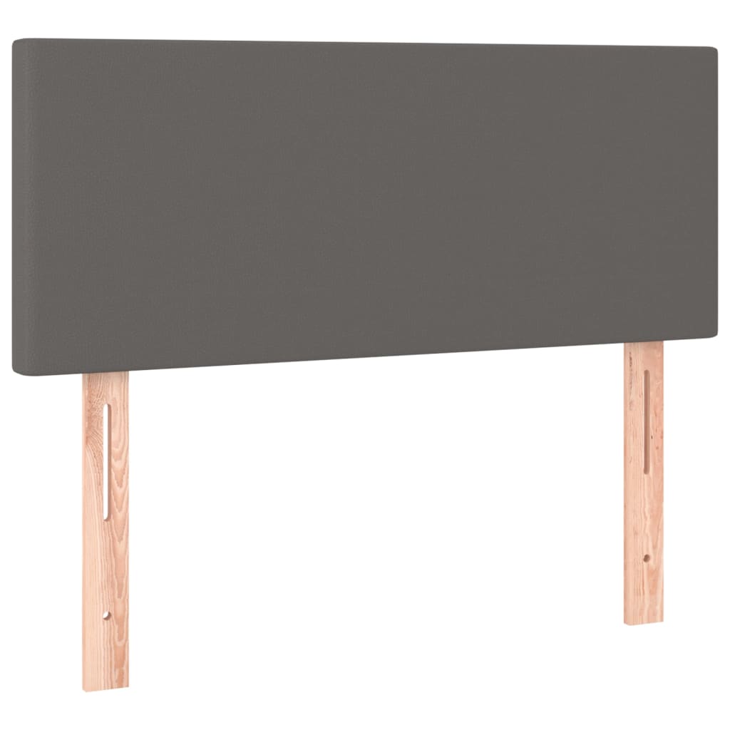sengegavl med LED-lys 90x5x78/88 cm kunstlæder grå