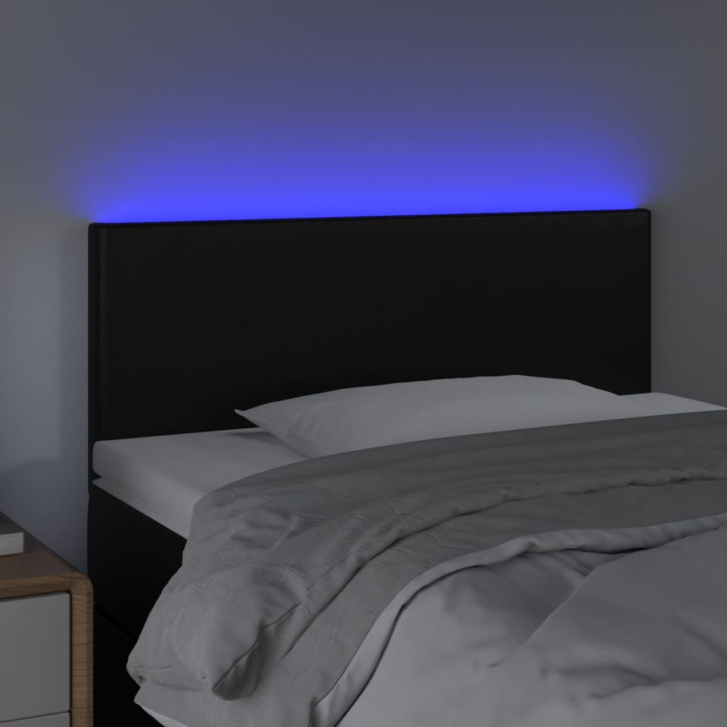 sengegavl med LED-lys 100x5x78/88 cm kunstlæder sort