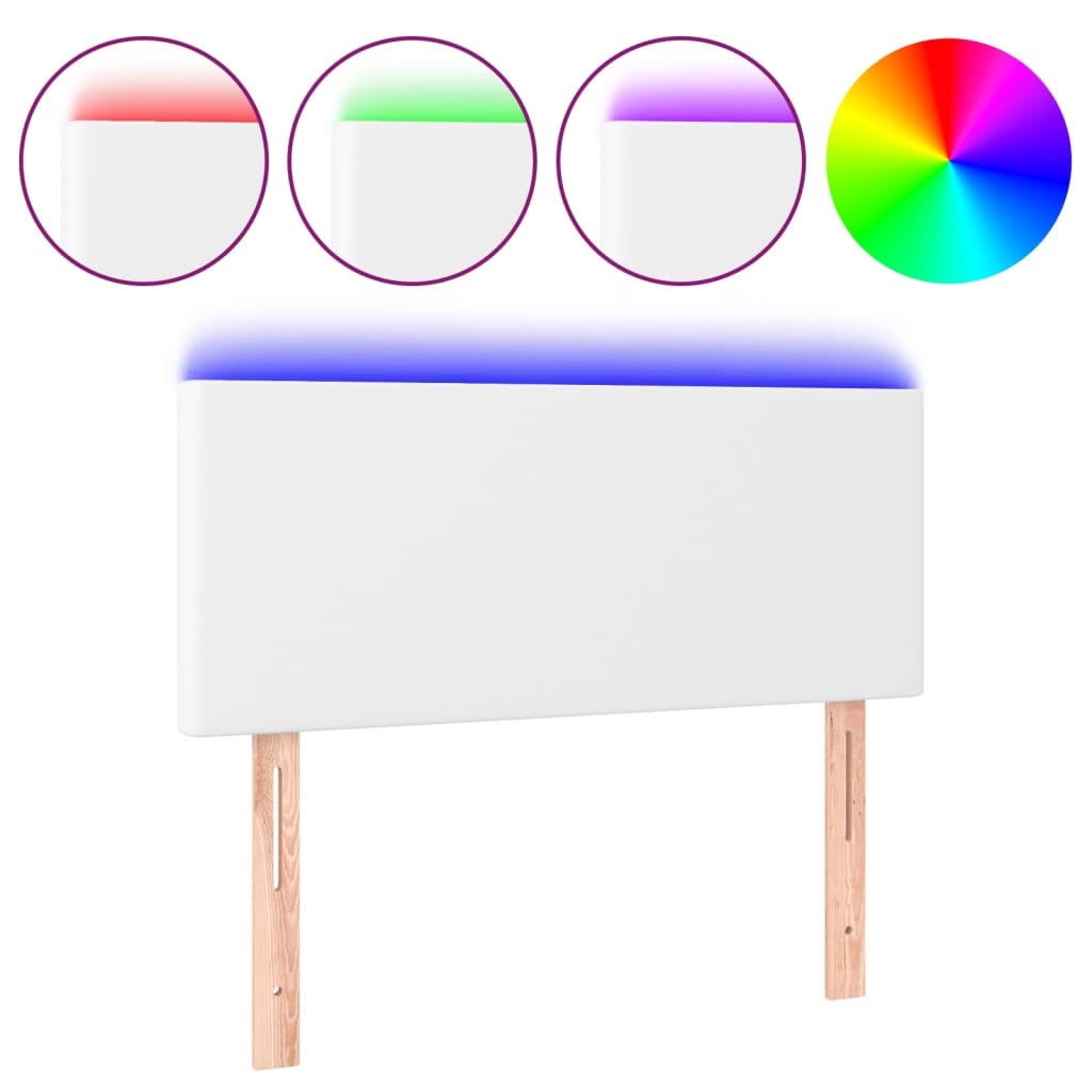 sengegavl med LED-lys 100x5x78/88 cm kunstlæder hvid