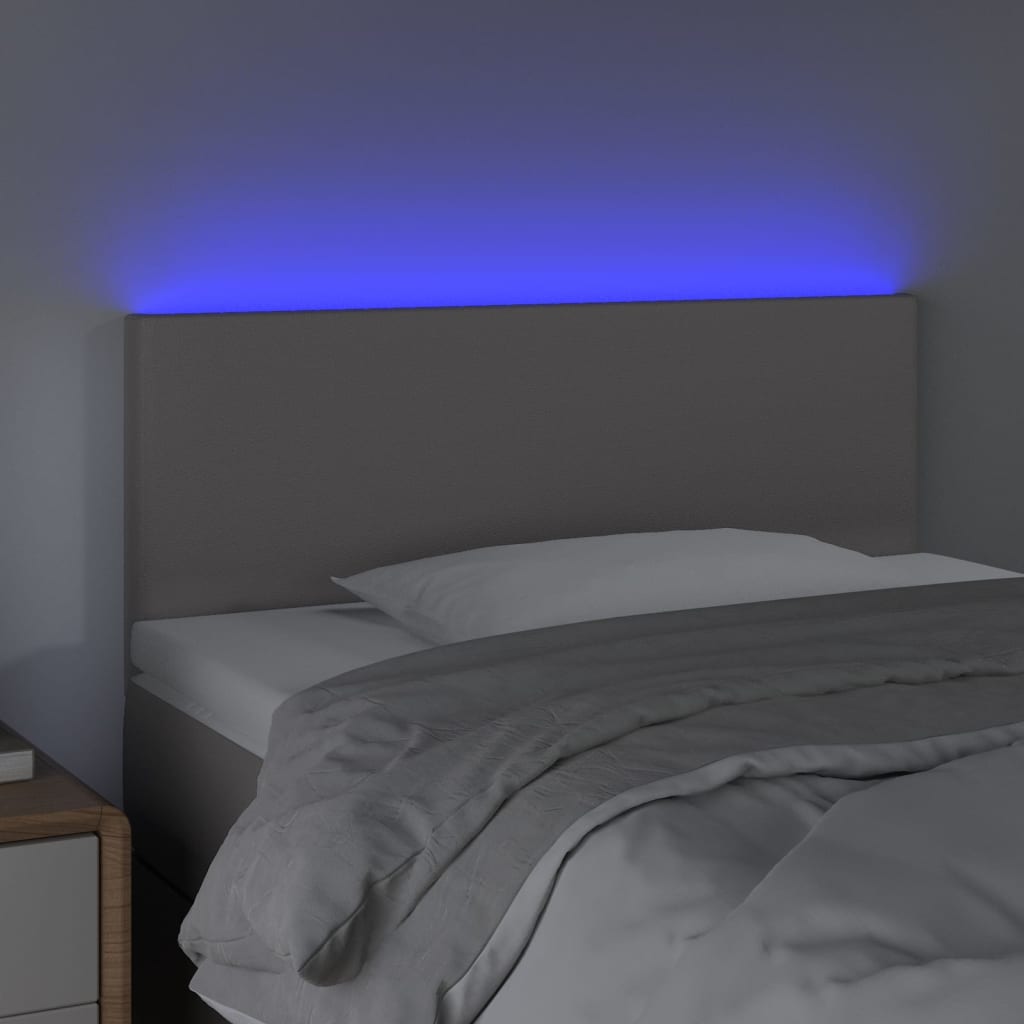 sengegavl med LED-lys 100x5x78/88 cm kunstlæder grå