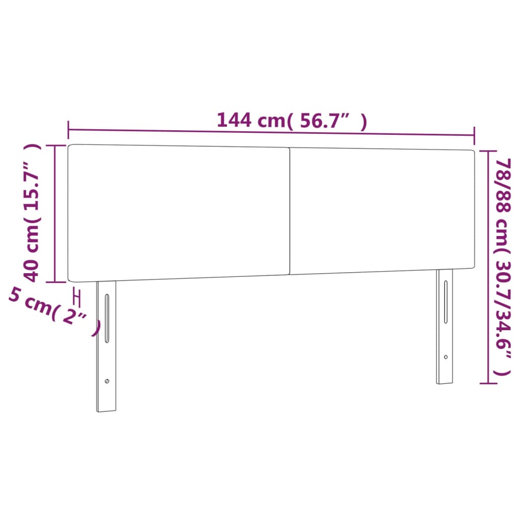 sengegavl med LED-lys 144x5x78/88 cm kunstlæder sort