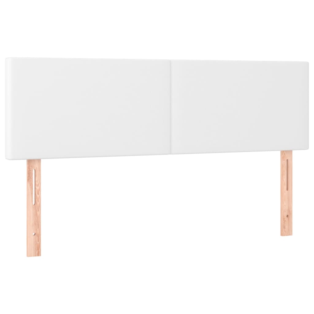 sengegavl med LED-lys 144x5x78/88 cm kunstlæder hvid