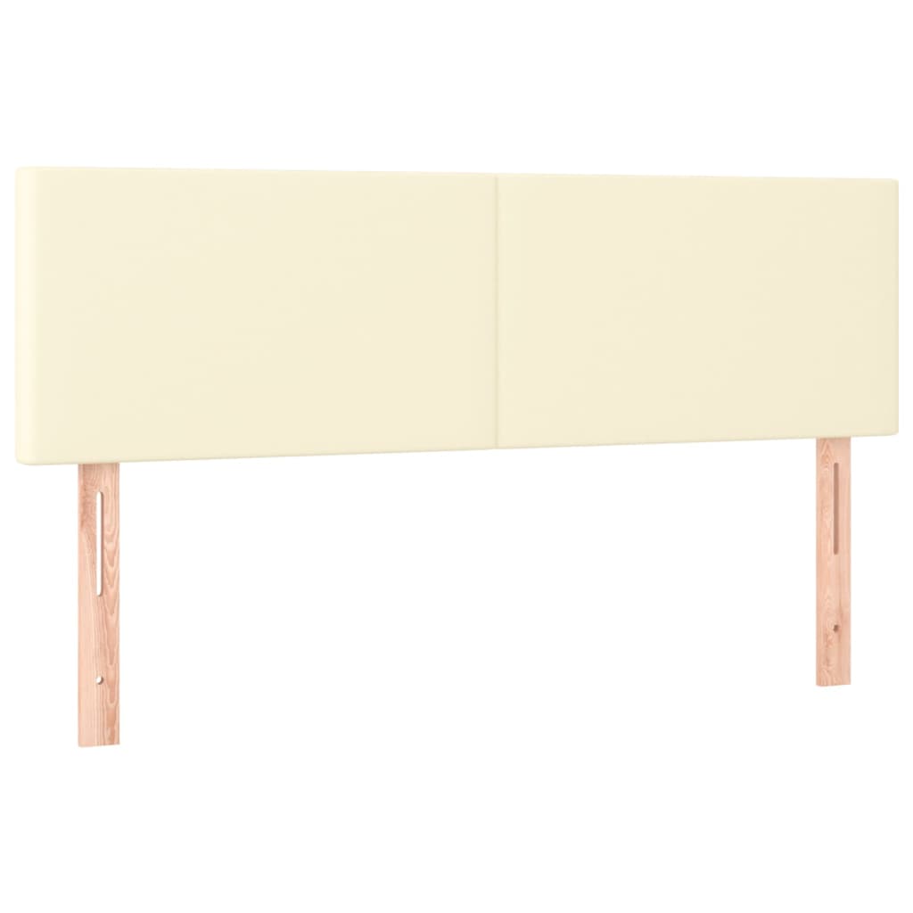 sengegavl med LED-lys 144x5x78/88 cm kunstlæder cremefarvet
