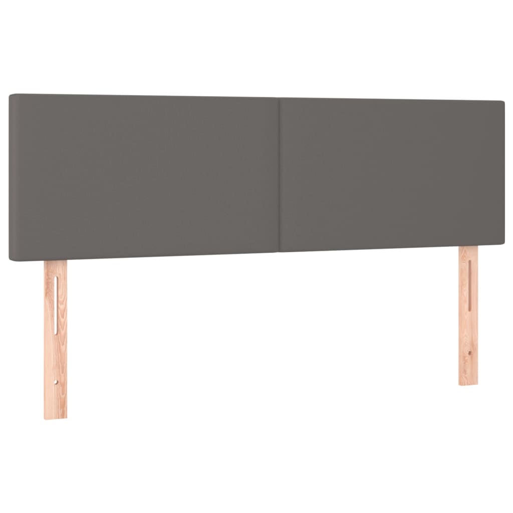 sengegavl med LED-lys 144x5x78/88 cm kunstlæder grå