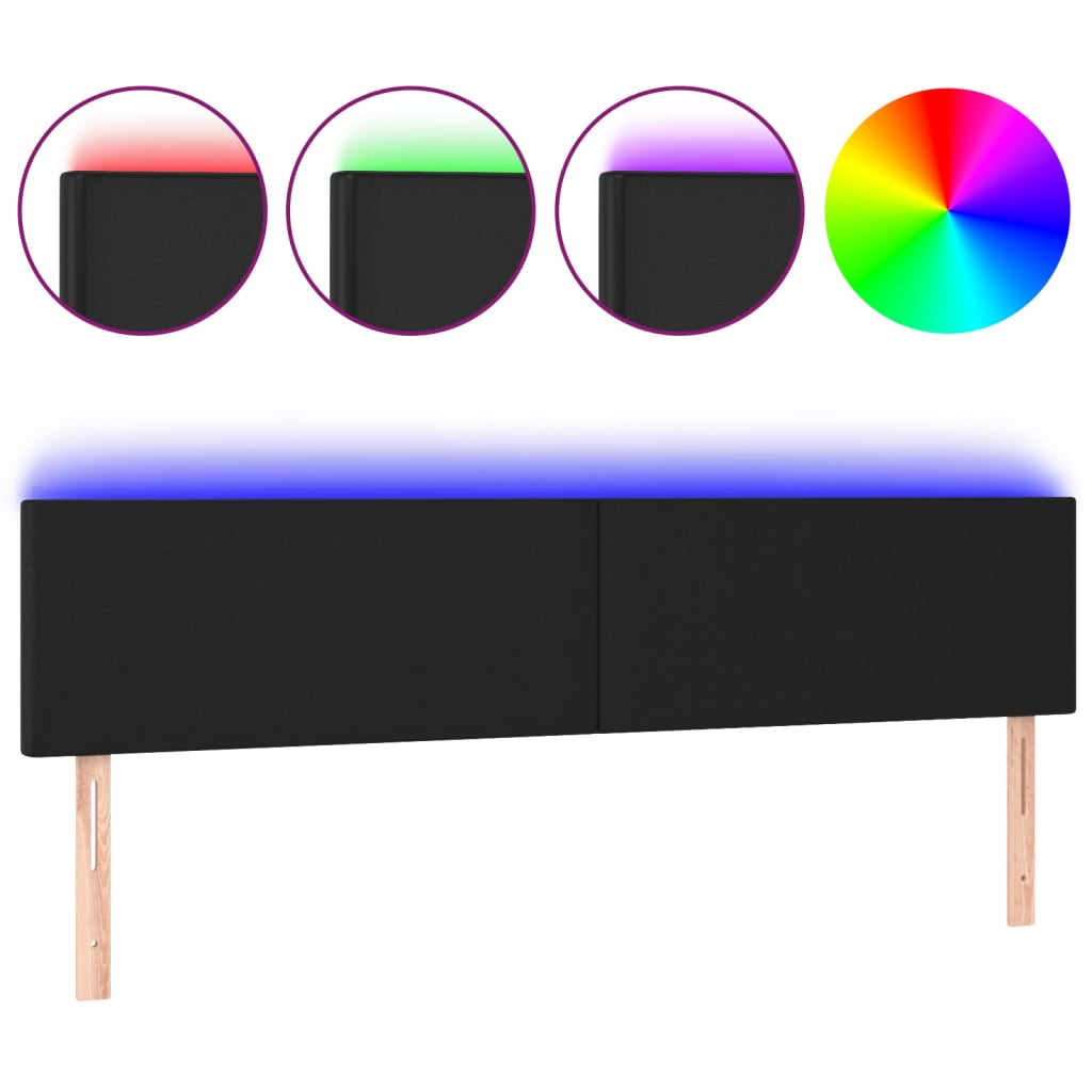 sengegavl med LED-lys 160x5x78/88 cm kunstlæder sort