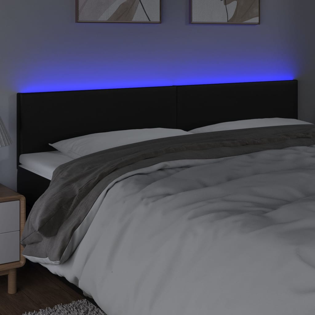 sengegavl med LED-lys 160x5x78/88 cm kunstlæder sort