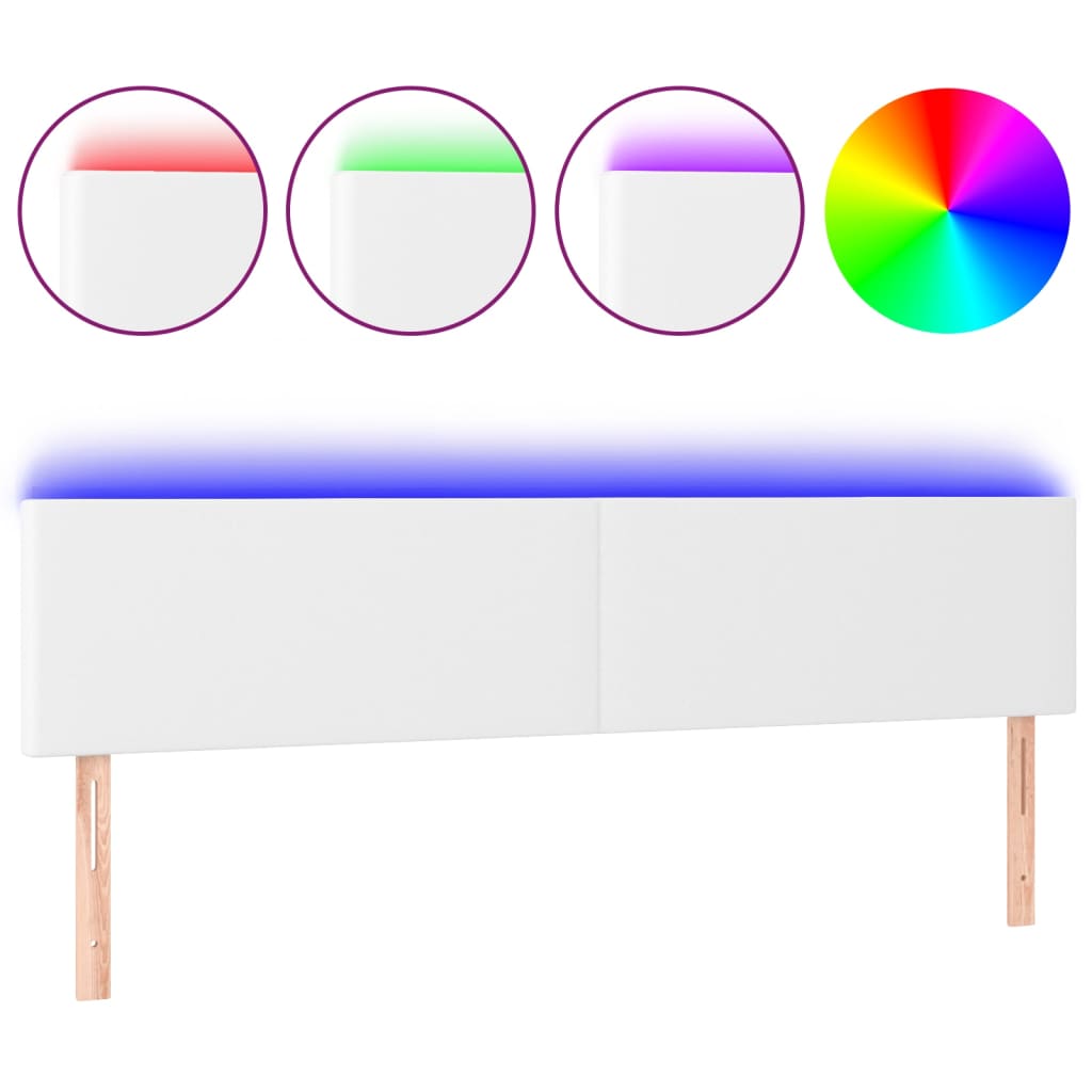 sengegavl med LED-lys 160x5x78/88 cm kunstlæder hvid
