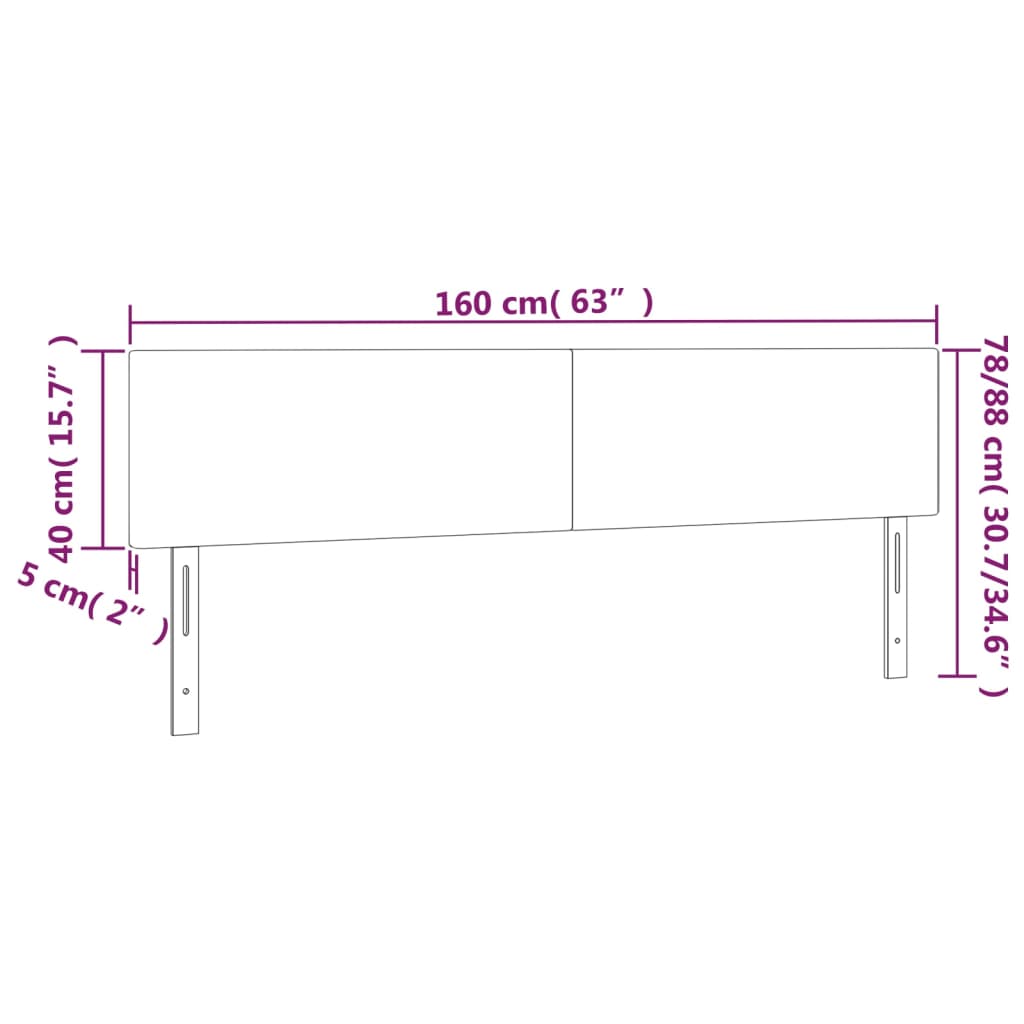 sengegavl med LED-lys 160x5x78/88 cm kunstlæder cremefarvet