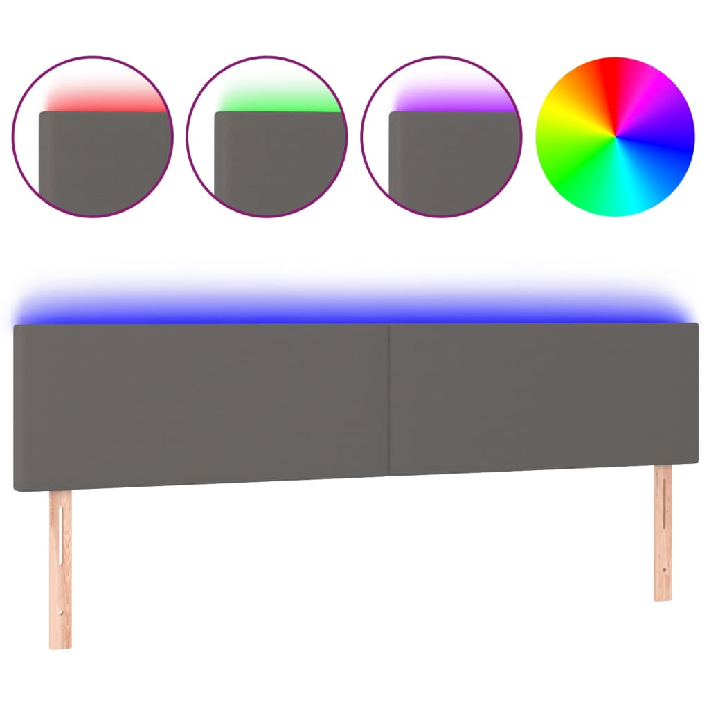 sengegavl med LED-lys 160x5x78/88 cm kunstlæder grå