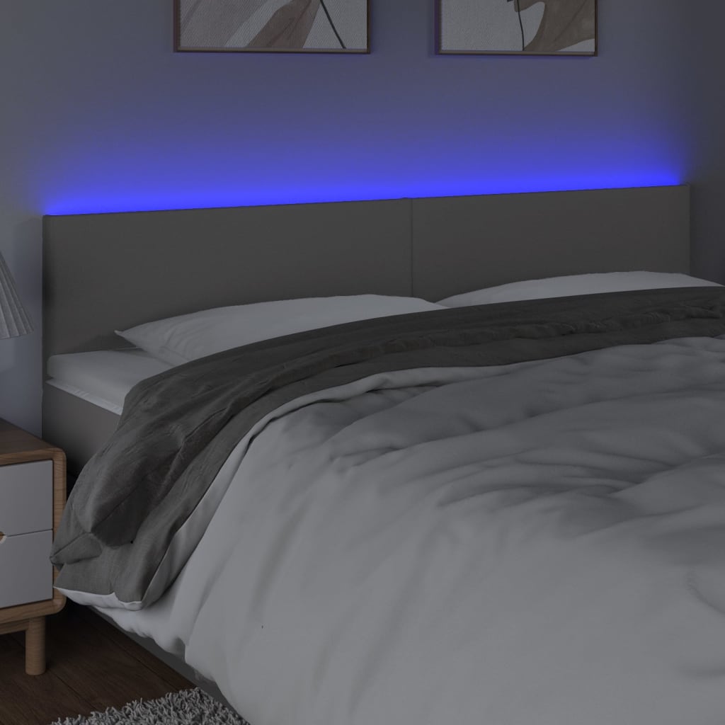 sengegavl med LED-lys 200x5x78/88 cm kunstlæder grå