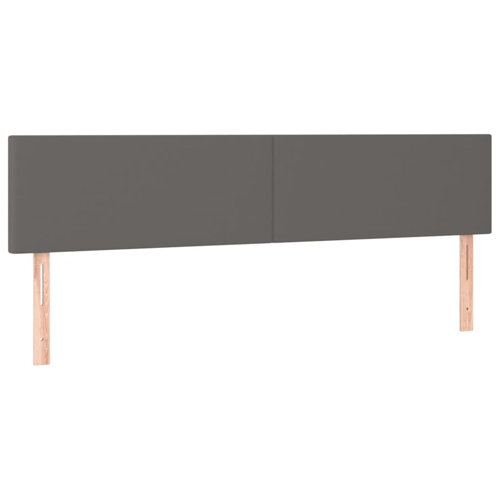 sengegavl med LED-lys 200x5x78/88 cm kunstlæder grå
