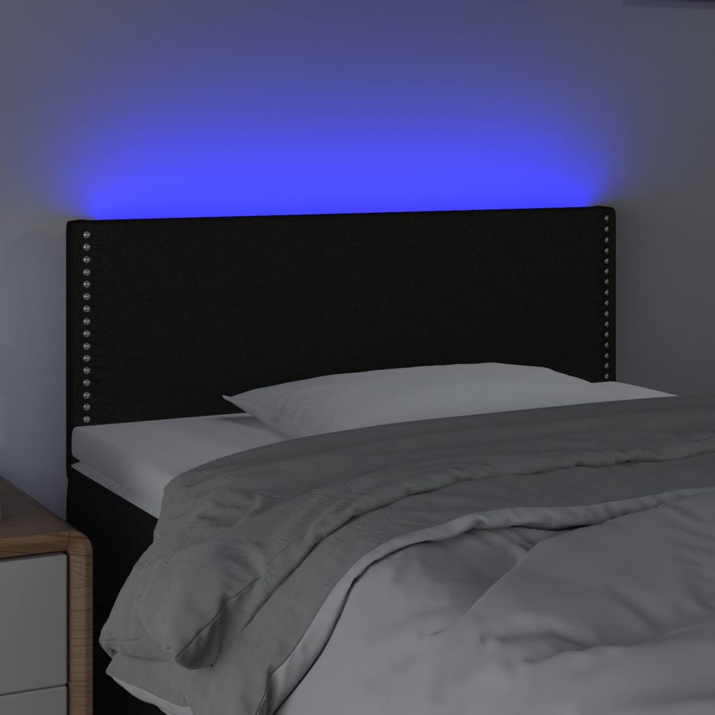 sengegavl med LED-lys 80x5x78/88 cm stof sort