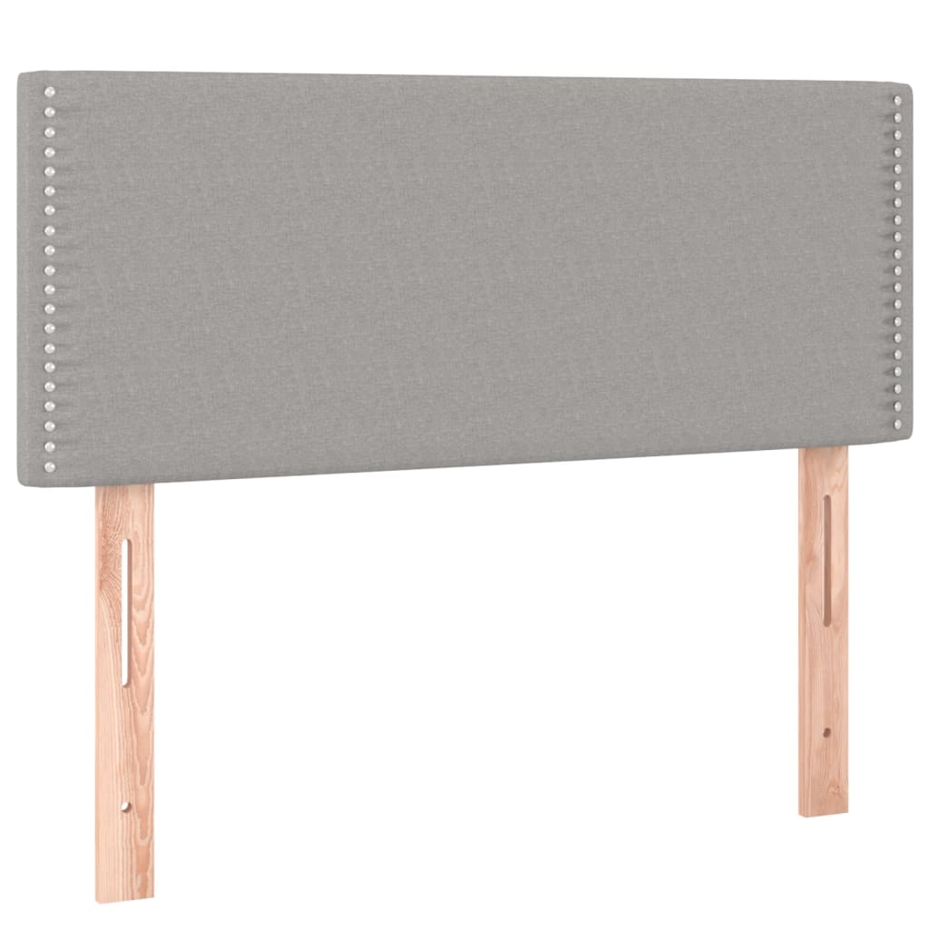sengegavl med LED-lys 90x5x78/88 cm stof lysegrå