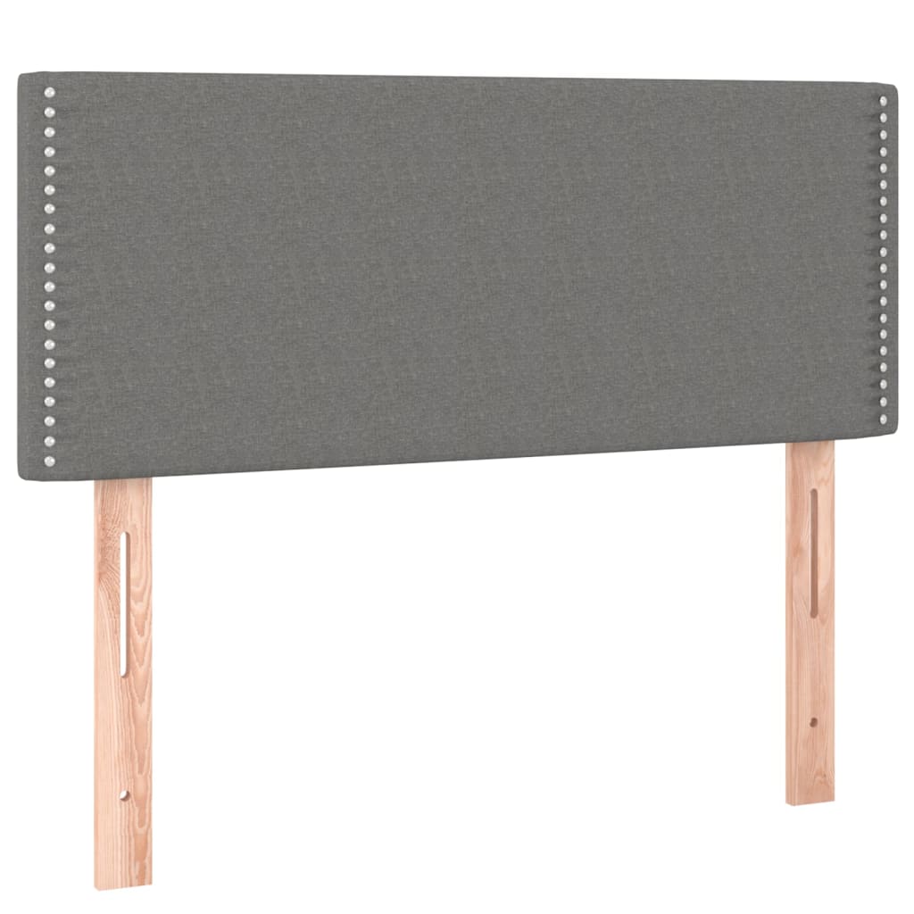 sengegavl med LED-lys 90x5x78/88 cm stof mørkegrå