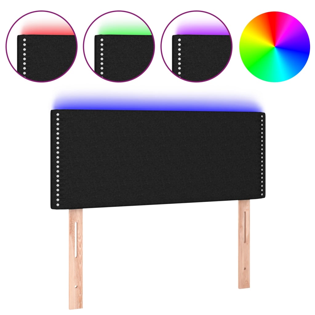 sengegavl med LED-lys 90x5x78/88 cm stof sort