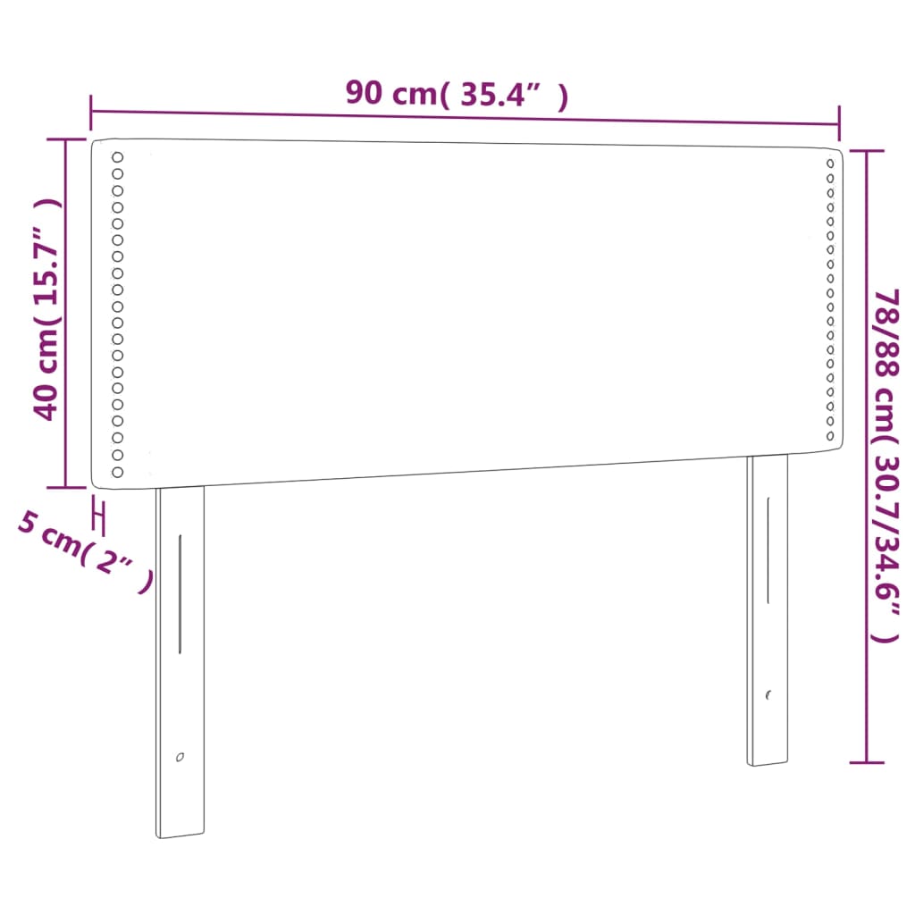 sengegavl med LED-lys 90x5x78/88 cm stof sort