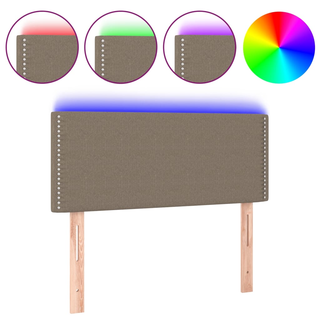 sengegavl med LED-lys 90x5x78/88 cm stof gråbrun