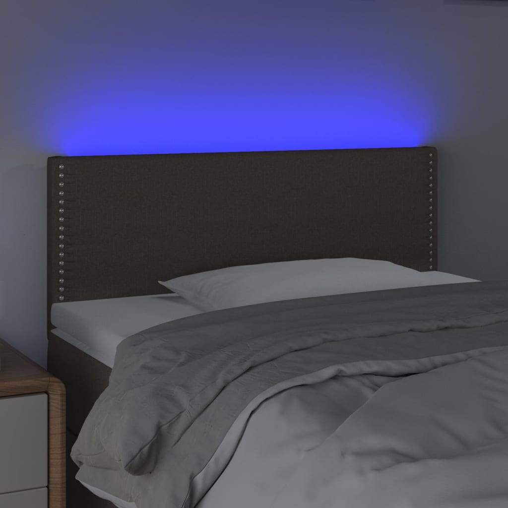 sengegavl med LED-lys 90x5x78/88 cm stof gråbrun