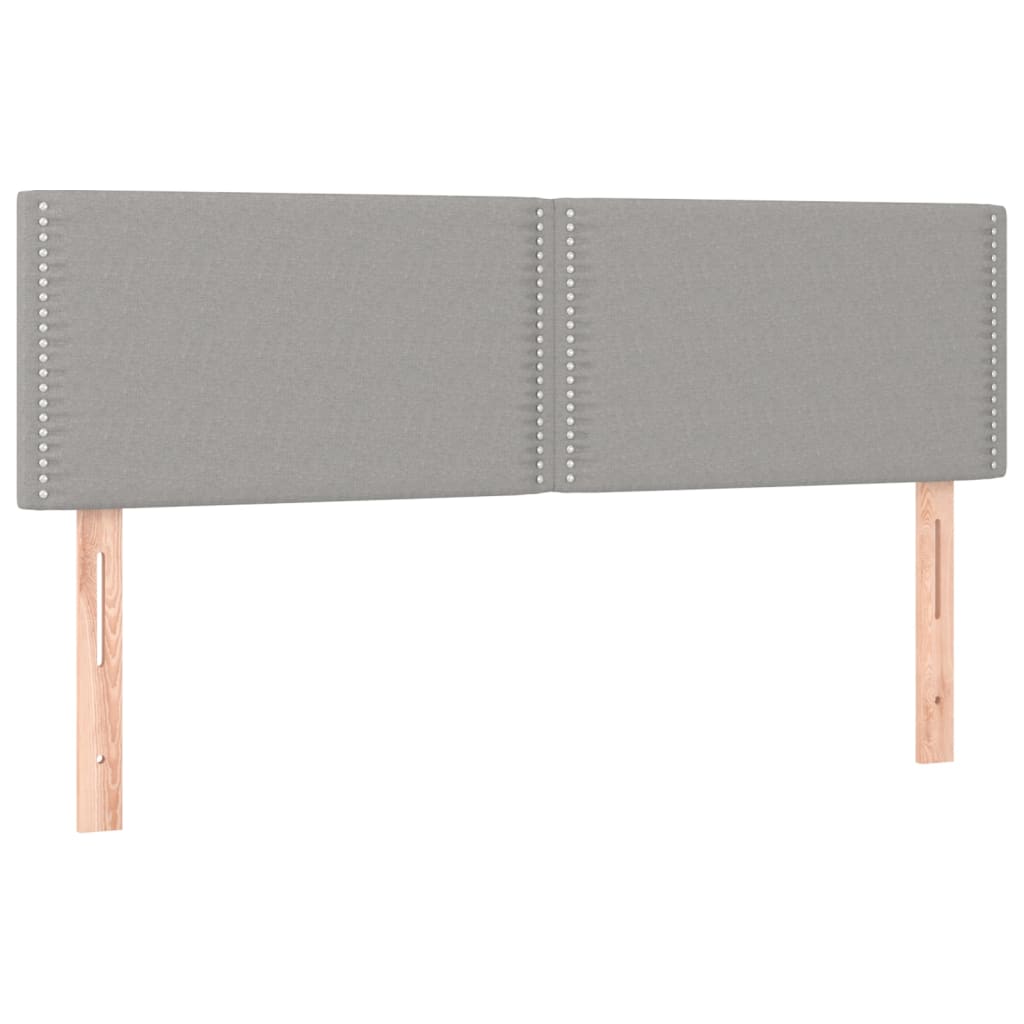 sengegavl med LED-lys 144x5x78/88 cm stof lysegrå