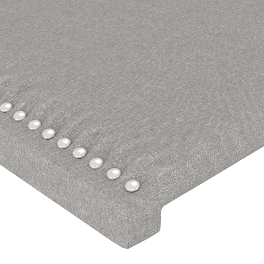 sengegavl med LED-lys 144x5x78/88 cm stof lysegrå
