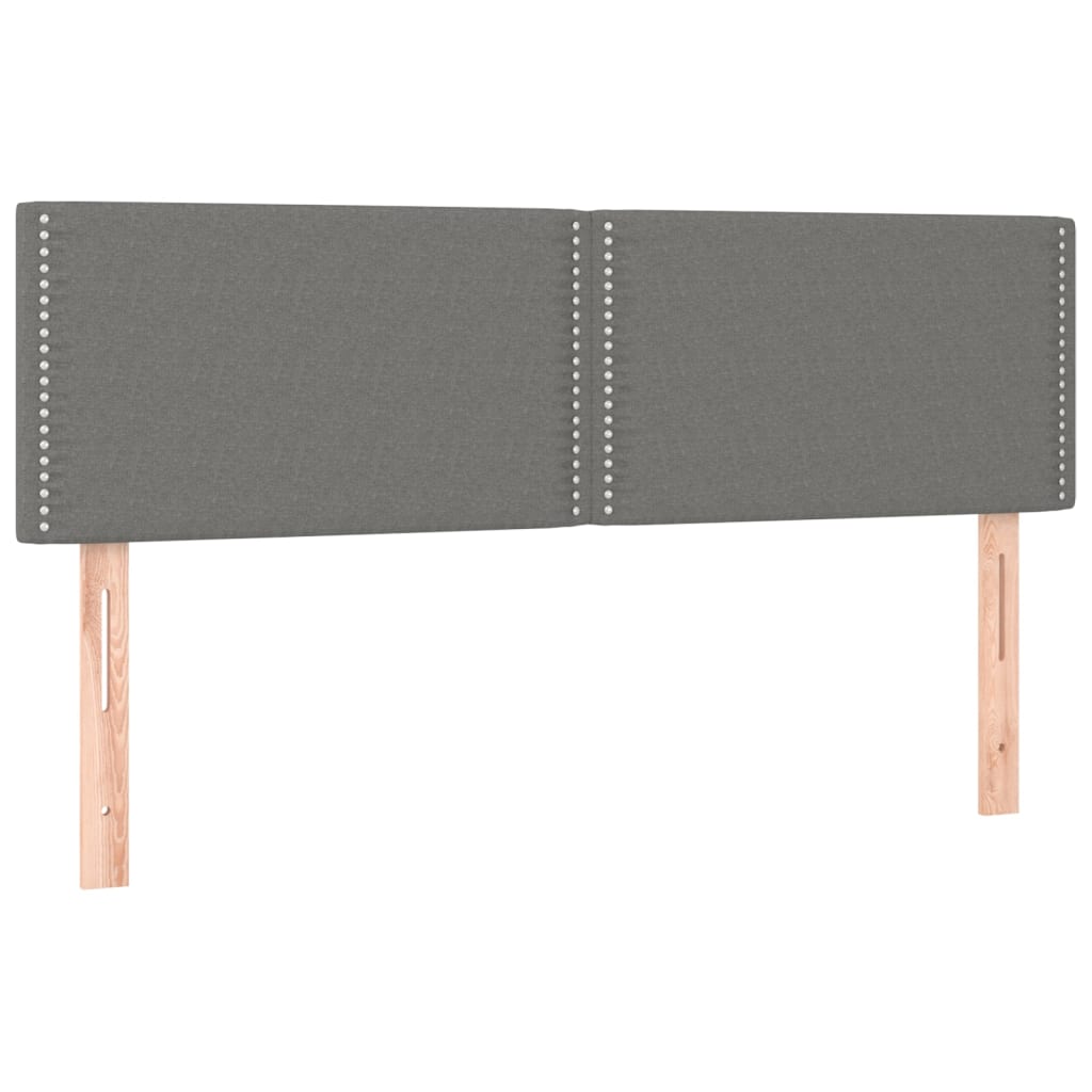 sengegavl med LED-lys 144x5x78/88 cm stof mørkegrå