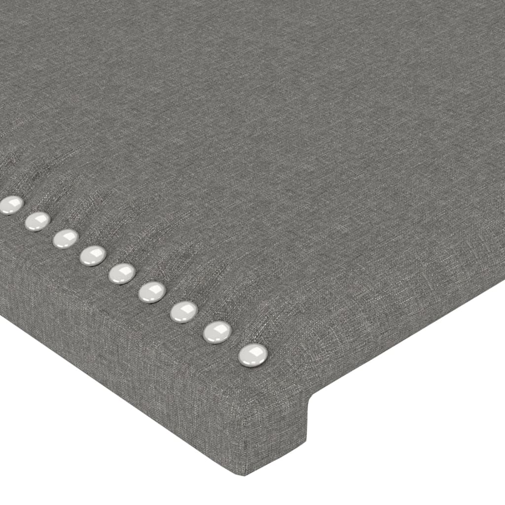 sengegavl med LED-lys 144x5x78/88 cm stof mørkegrå