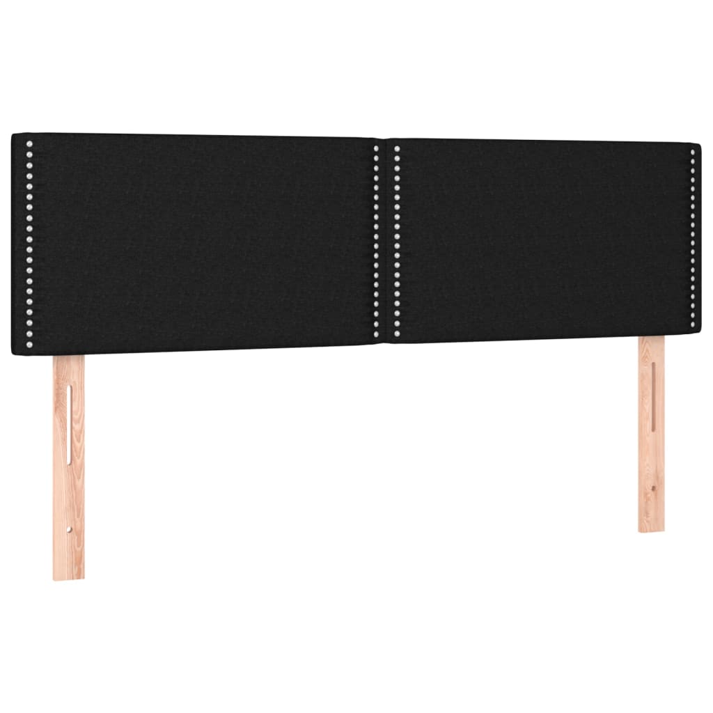 sengegavl med LED-lys 144x5x78/88 cm stof sort