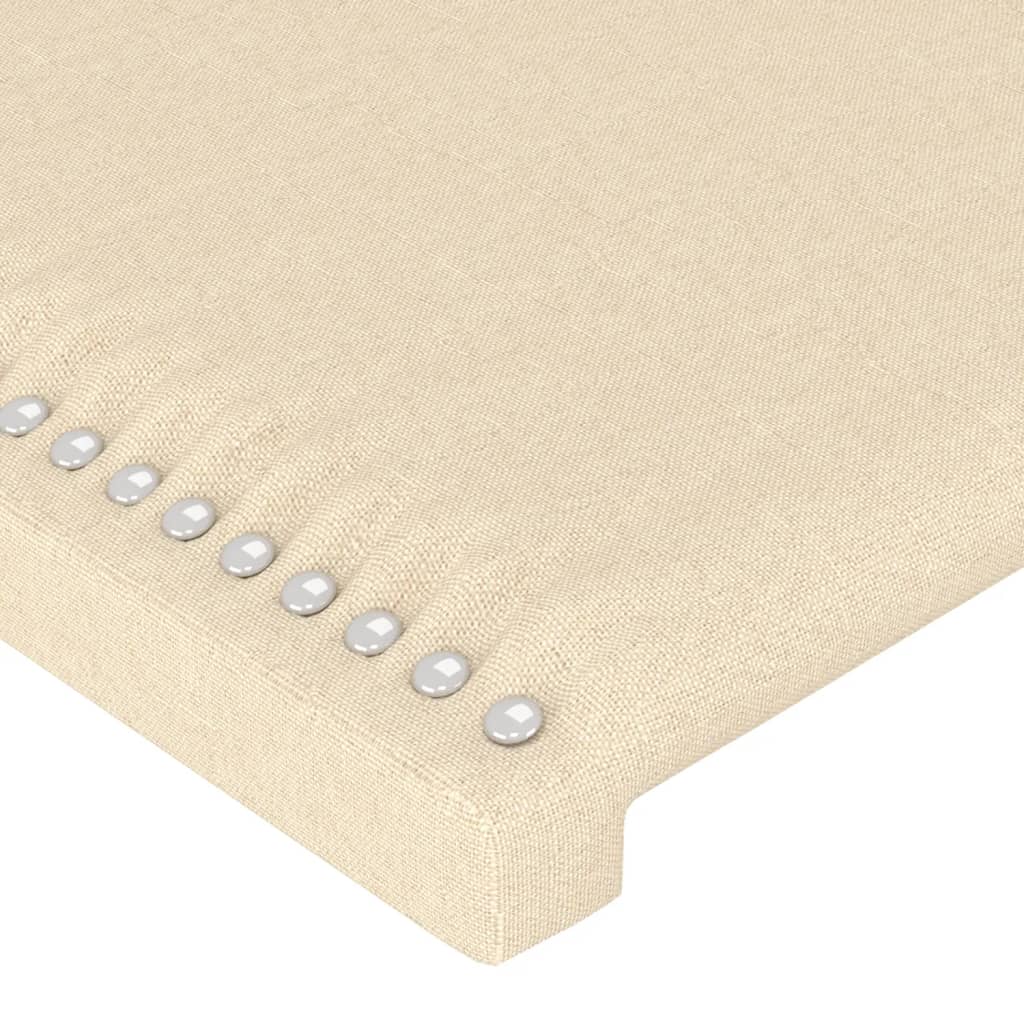 sengegavl med LED-lys 144x5x78/88 cm stof cremefarvet